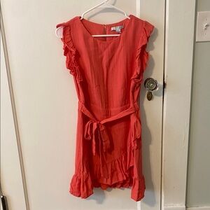 Girls' Coral Ruffle Dress